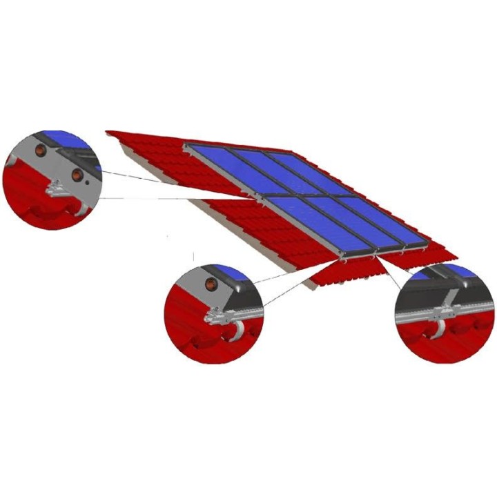 Support toiture surimposition tuiles plates et ondulées pour panneaux autovidangeables SunHp