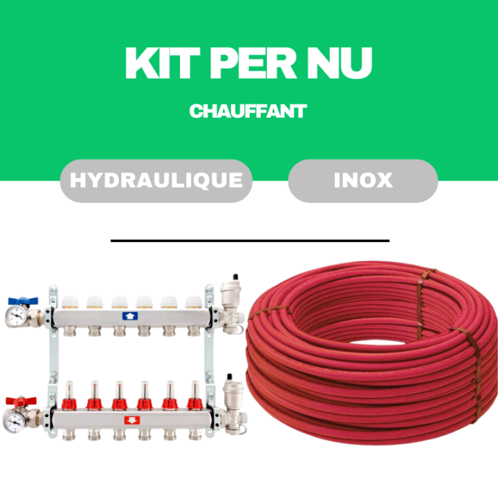 Plancher hydraulique 30 à 120 m² collecteur inox et tube PER PEX