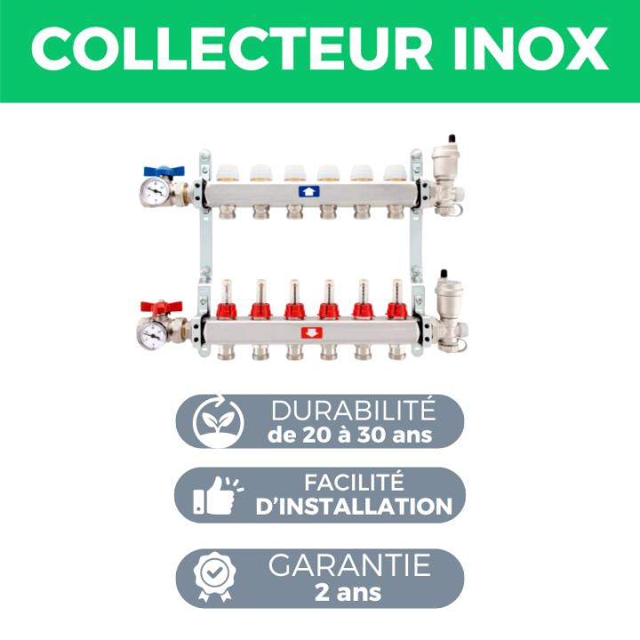 Plancher hydraulique 30 à 120 m² collecteur inox et tube PER PEX