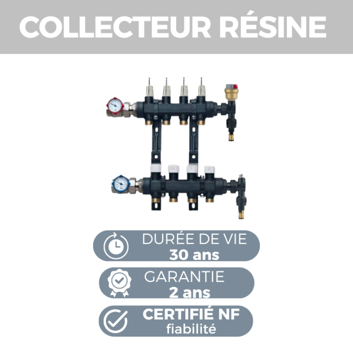 Plancher hydraulique 30 à 120 m² collecteur polymère et tube PER
