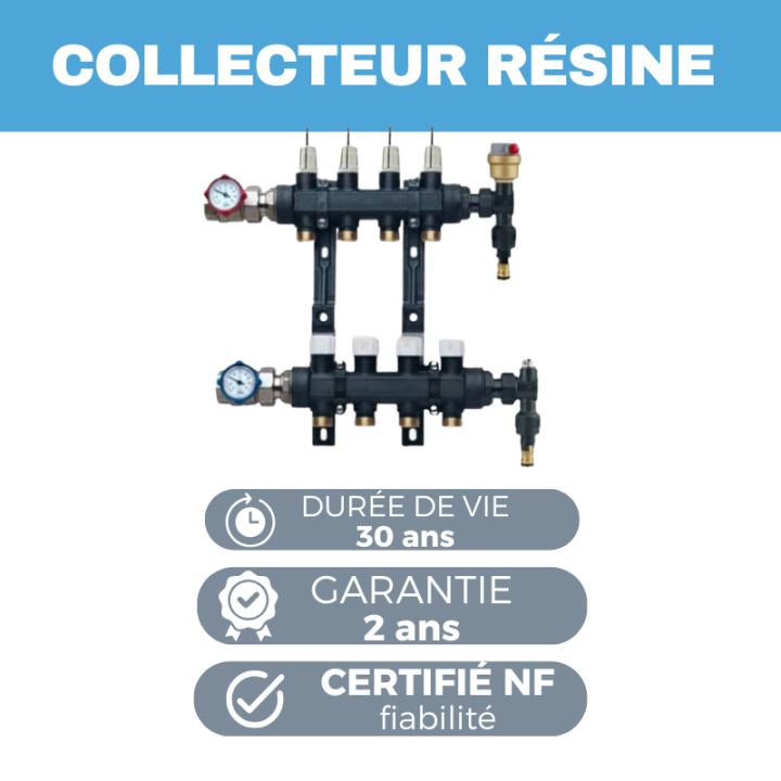 Plancher hydraulique 30 à 120 m² collecteur polymère, tube multicouche