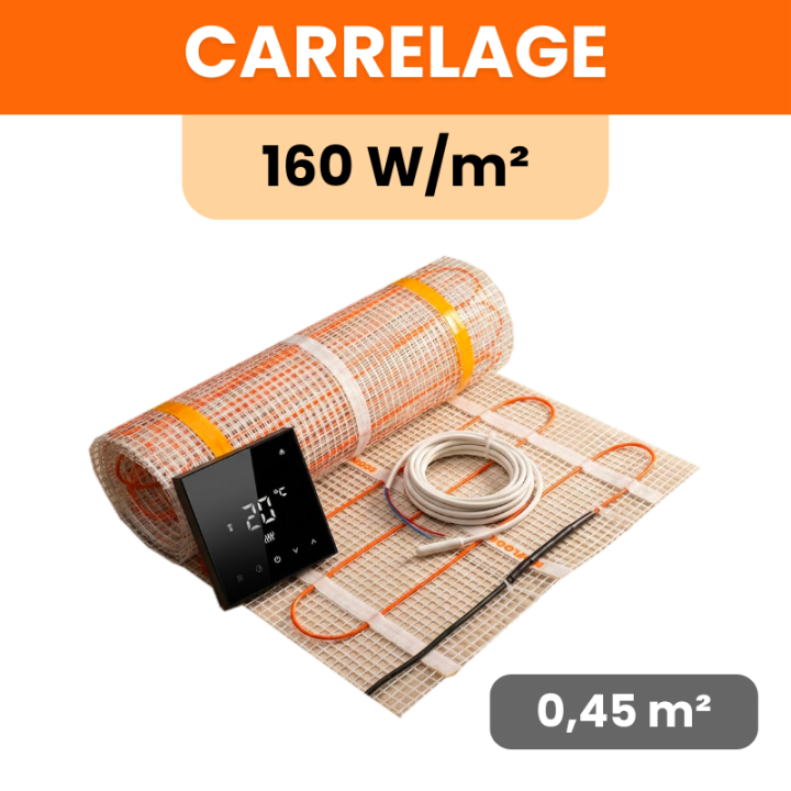 Kit plancher chauffant électrique sous carrelage - Thermostat Wi-Fi - 160W/m2