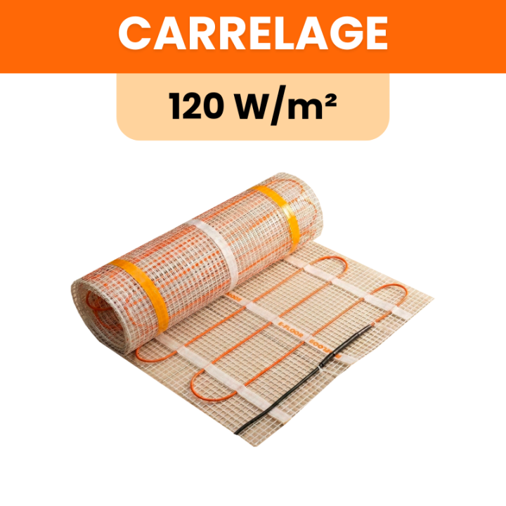 Plancher chauffant électrique 120 W/m2 sous carrelage 65 à 2000 W