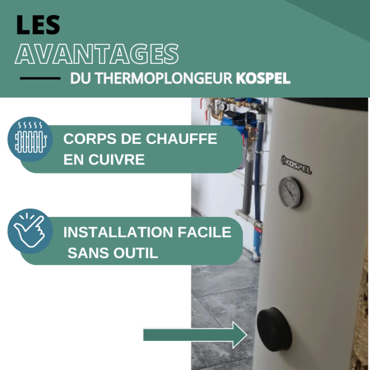 Résistance chauffe-eau - Thermoplongeur - 75°c - de 2 à 3 kW - 230 V
