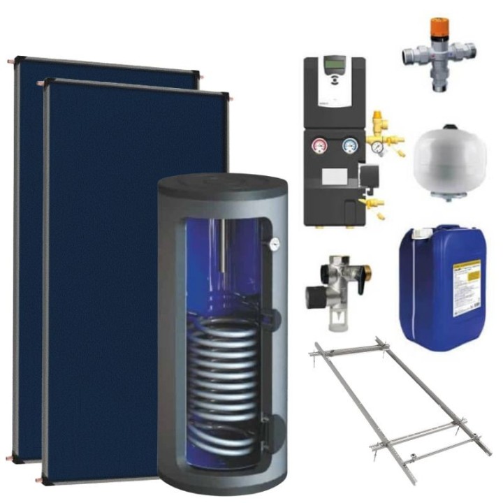 Kit chauffe-eau solaire 300 litres - 1 échangeur - Jusqu'à 5 personnes