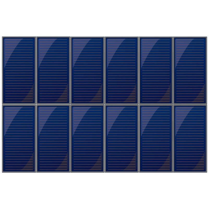 panneaux solaires 21 000 W chauffage combiné portrait 2 rangées de 6 panneaux