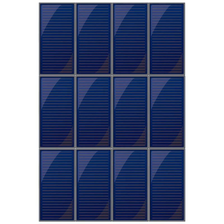 panneaux solaires 21 000 W chauffage combiné portrait 3 rangées de 4 panneaux