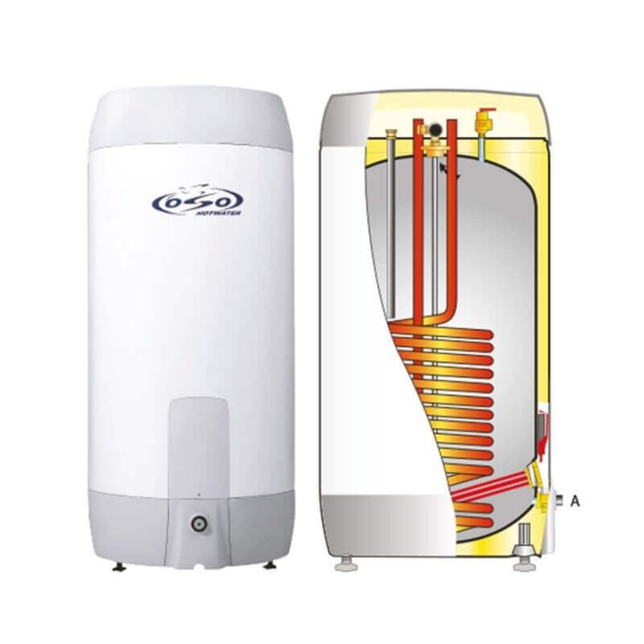 Ballon échangeur mixte électrique ECS inox 200L avec serpentin et resistance thermoplongée