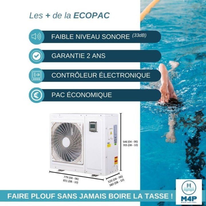 Pompe à chaleur piscine ECOPAC avec puissance au choix de 4 à 11 kW