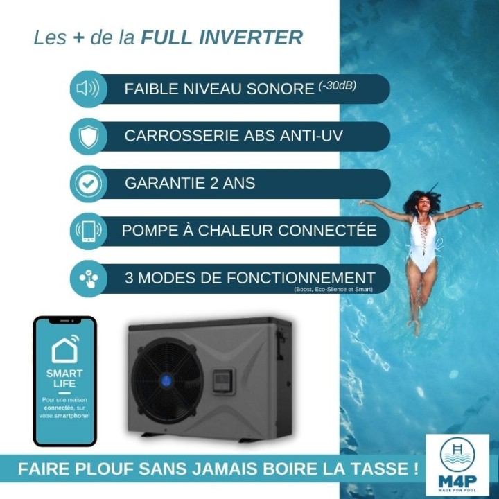 Pompe à chaleur Piscine Net Inverter 7, 9, 10 ou 12 kW. Garantie 3 ans