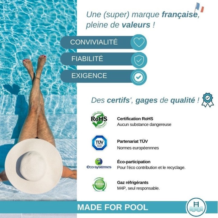 Pompe à chaleur Piscine Net Inverter 7, 9, 10 ou 12 kW. Garantie 3 ans