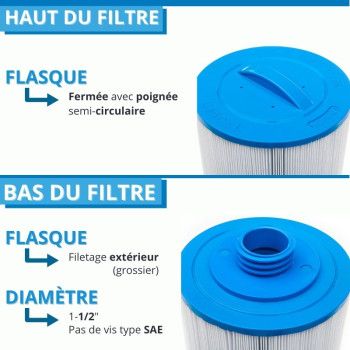 Filtre Spa PWW50 6CH-940 Remplacement - 50 M² Surface Filtration, 210x152 Mm, 225 Plis