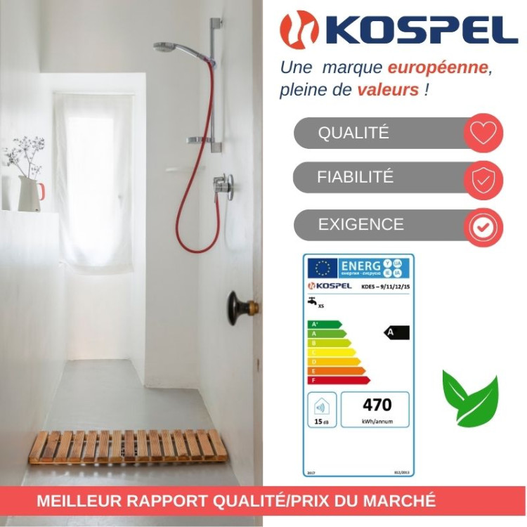 Chauffe-eau électrique instantané 9 à 24 kW 400V LCD - KDE5 Kospel