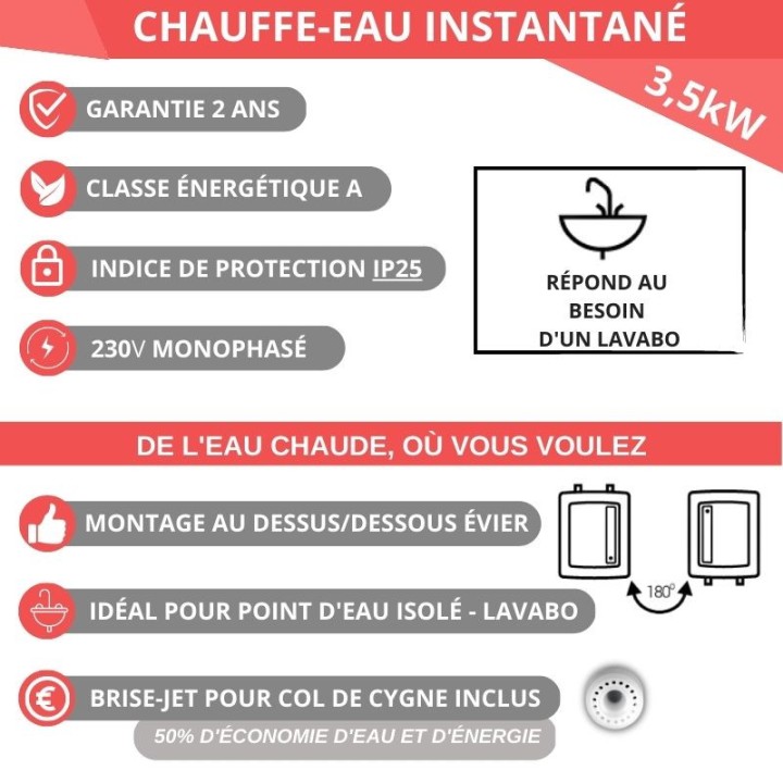 Chauffage ECS instantané 3 à 6 kW Kospel EPO2