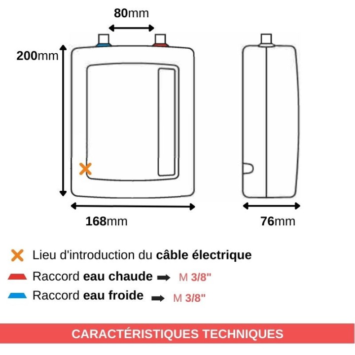 Chauffage ECS instantané 3 à 6 kW Kospel EPO2