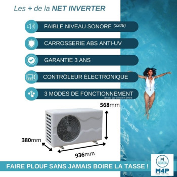 Pompe à chaleur Net Inverter de 7 kW pour piscine de 15 à 30m³