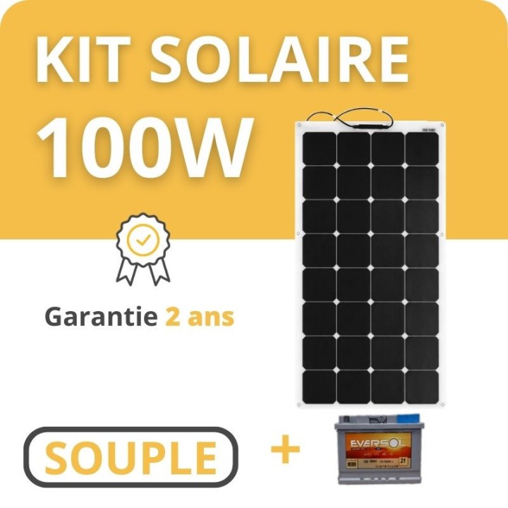 Kit Solaire Souple pour Camping-Car / Bateau / Tiny House + batterie