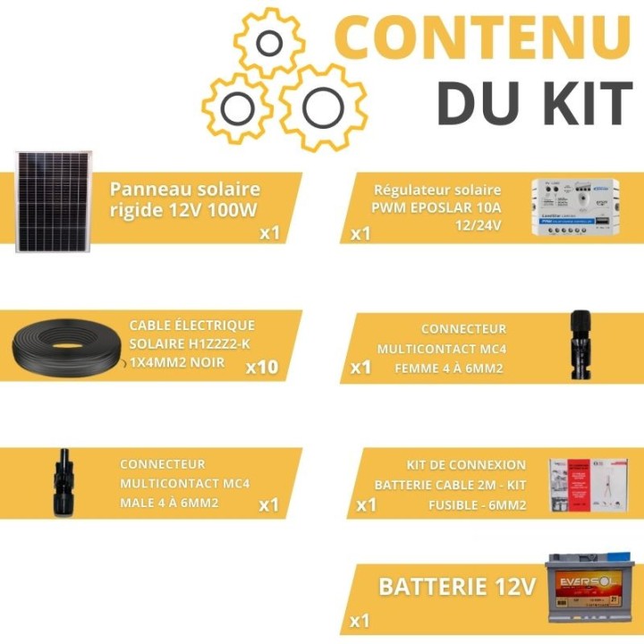 Kit Solaire Rigide pour Camping-Car / Bateau / Tiny House + batterie