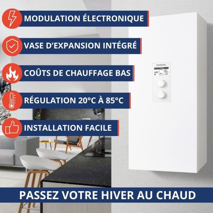 Chaudière électrique chauffage 2 à 24 kW réglable Kospel EKCO.LN3