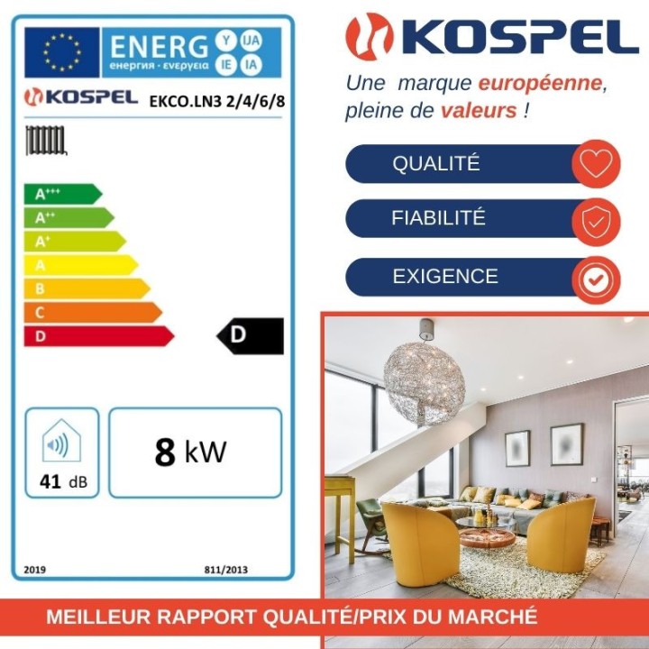 Chaudière électrique chauffage 2 à 24 kW réglable Kospel EKCO.LN3
