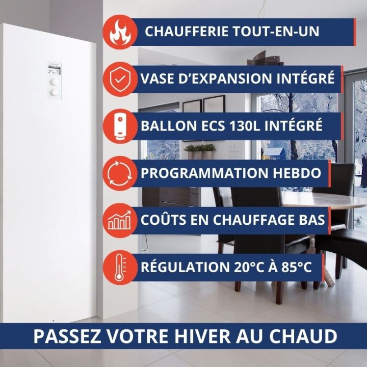 Chaudière électrique chauffage et eau chaude sanitaire 4 à 24 kW