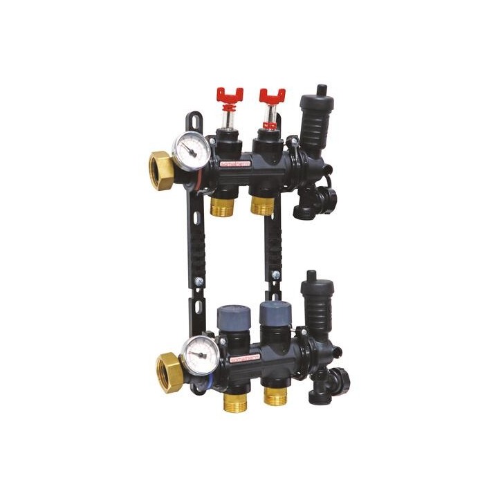 Collecteur résine pour plancher chauffant hydraulique. 2 à 12 départs