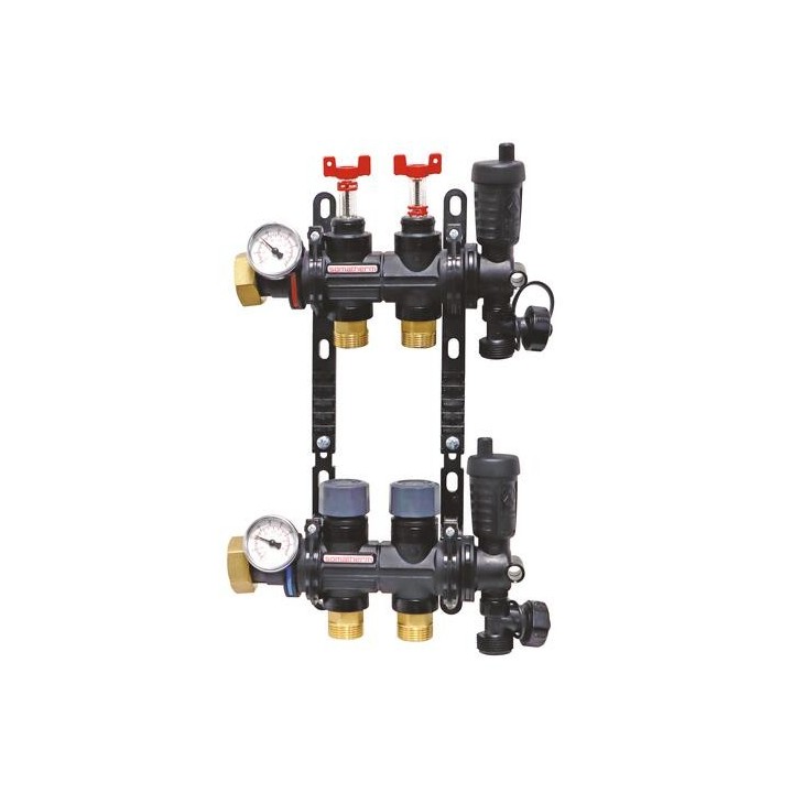 Collecteur résine pour plancher chauffant hydraulique. 2 à 12 départs