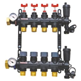 Collecteur résine pour plancher chauffant hydraulique. 2 à 12 départs