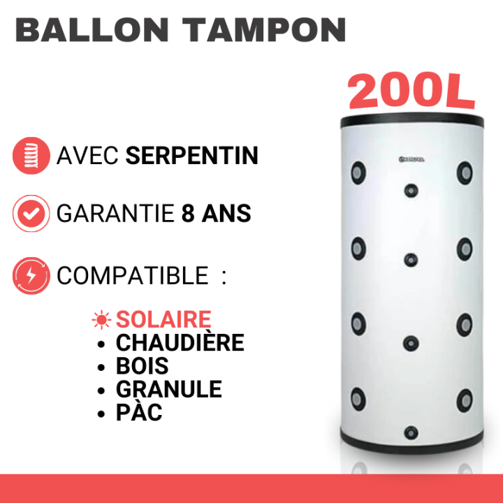 Ballon tampon puffer 200, 300 et 500L avec échangeur - SVW Kospel