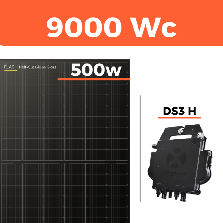 Kit solaire autoconsommation de 9000W - DualSun Half Cut Black