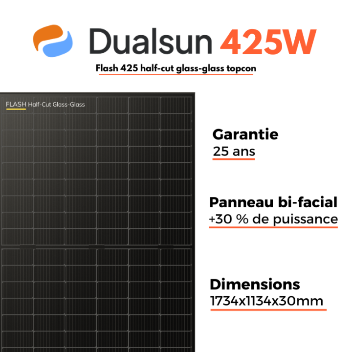 Kit solaire autoconso DualSun 425Wc Top Con - 2975W