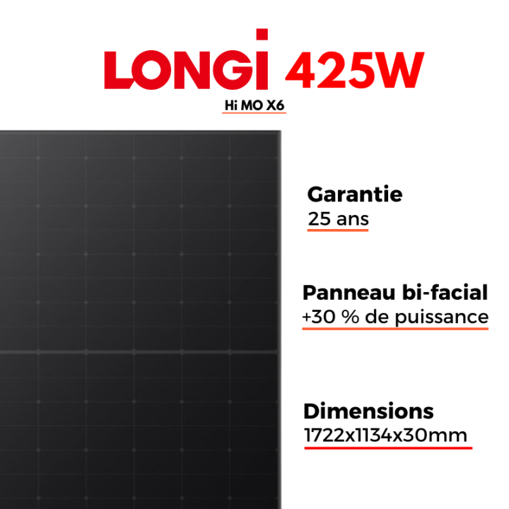 Kit solaire Longi avec installation - Autoconsommation de 2975W